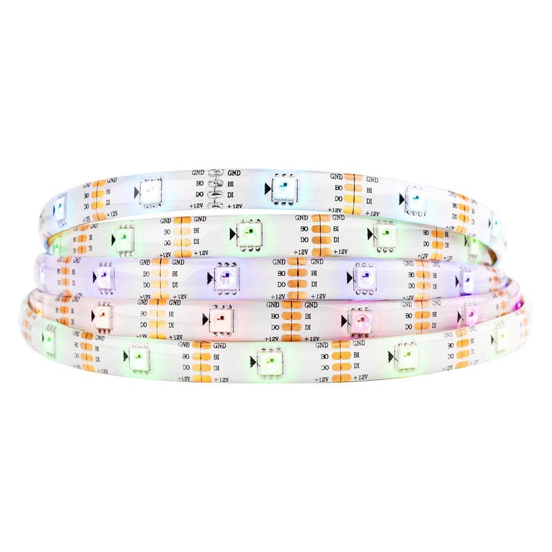BTF-LIGHTING WS2815 (Upgraded WS2812B) 16.4ft 150 Pixels Magic Dream Color Individually Addressable RGB LED Flexible Strip Light 5050 SMD Dual Signal IP65 Silicone Coating Waterproof DC12V White PCB - Image 1